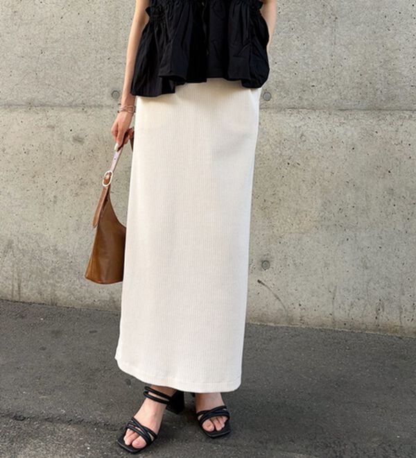 GeeRA（ジーラ）の「【着回し力◎】楽ちんすっきり見え！リブロングスカート（ロングスカート）」｜詳細画像