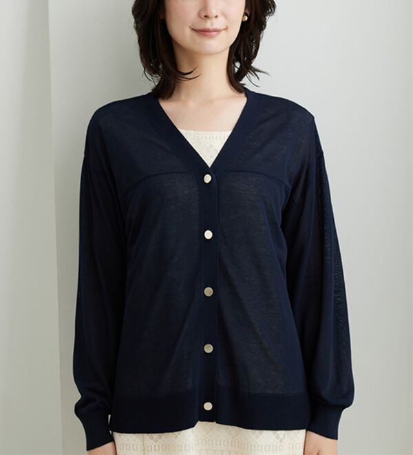 BELLUNA（ベルーナ）の「【快適Ｌａｂ．】シャリ冷！洗える多機能ニットカーディガン（ニットカーディガン）」｜詳細画像