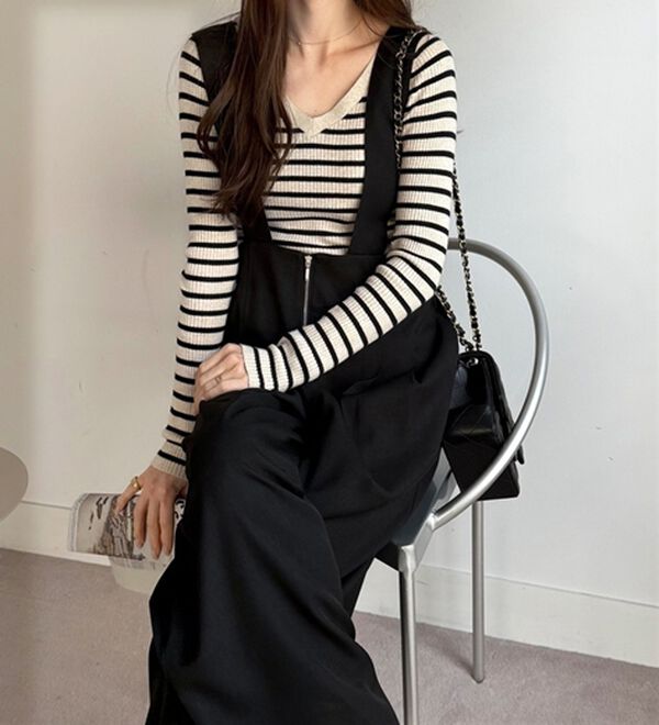 GeeRA（ジーラ）の「フロントジップハイウエストサロペット（オールインワン）」｜詳細画像