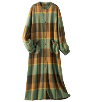 「綿１００％ふんわり柔か微起毛ルームワンピ（パジャマ・ルームウェア）」｜ミックスチェック