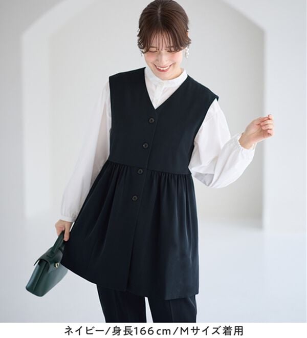 Viola e Viola（ヴィオラ エ ヴィオラ）の「【３点セット】コーデ決まるペプラムジレセットスーツ（パンツスーツ）」｜詳細画像