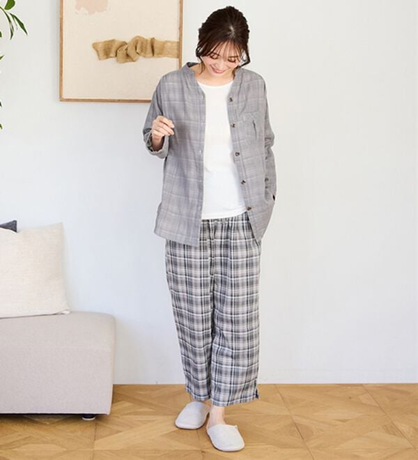 LAVIENNE（ラヴィエンヌ）の「【オーガニックコットン使用】綿１００％Ｗガーゼのルームパジャマ（パジャマ・ルームウェア）」｜詳細画像