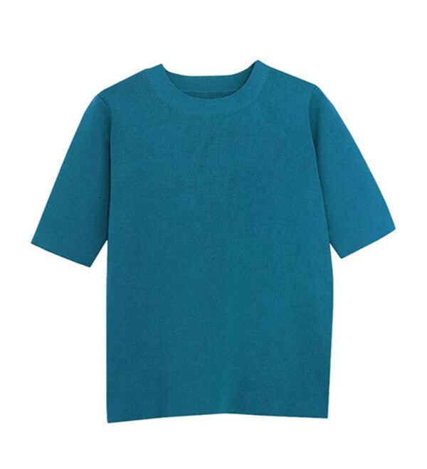 Pierrot（ピエロ）の「【洗濯機で洗える】多機能ニット５分袖トップス（ニット・セーター）」｜詳細画像