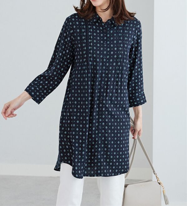 BELLUNA（ベルーナ）の「レーヨン素材ピンタック使いワンピース（その他ワンピース）」｜詳細画像