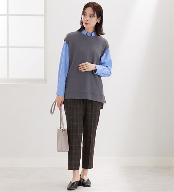 BELLUNA（ベルーナ）の「【新色追加】&ldquo;2点セット&rdquo;あぜ素材ベストアンサンブル（アンサンブル）」｜詳細画像