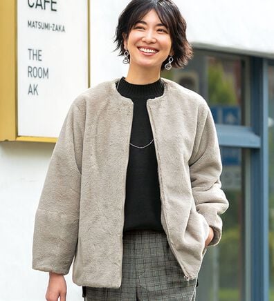 BELLUNA（ベルーナ）の「すっきり高見え！大人のファージャケット（その他ジャケット）」