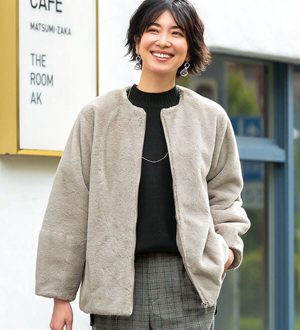 BELLUNA（ベルーナ）の「すっきり高見え！大人のファージャケット（その他ジャケット）」｜詳細画像