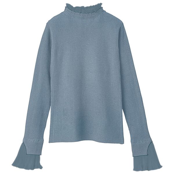 GeeRA（ジーラ）の「プリーツ付ハイネックリブニットトップス（ニット・セーター）」｜詳細画像