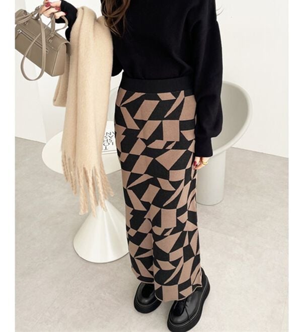 GeeRA（ジーラ）の「ジャカードニットナロースカート（ロングスカート）」｜詳細画像