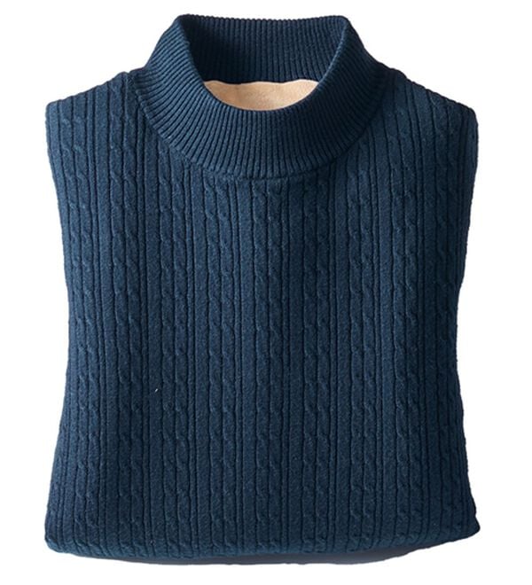 BELLUNA（ベルーナ）の「洗える！裏ベロアあったかセーター（ニット・セーター）」｜ネイビー