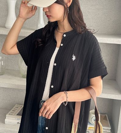 GeeRA（ジーラ）の「【ＵＳ．ＰＯＬＯ．ＡＳＳＮ】ポコポコ素材フレンチスリーブシャツ（シャツ）」