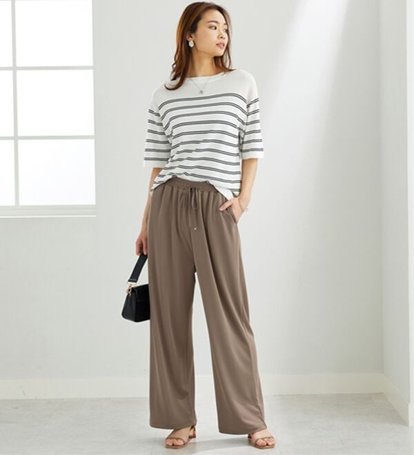 BELLUNA（ベルーナ）の「シャリさら！快適ドロストワイドパンツ（ワイドパンツ・ガウチョ）」｜詳細画像