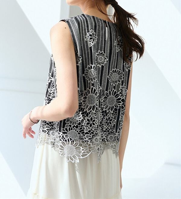 RANAN（ラナン）の「ひんやり！レース使いプルオーバー（ブラウス）」｜詳細画像