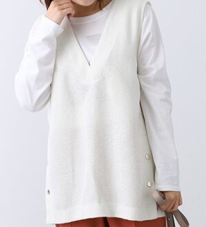 BELLUNA（ベルーナ）の「ブークレー素材ボタン使いベスト（ベスト）」｜詳細画像