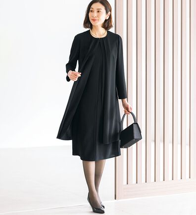 ルフラン（ルフラン）の「重ね着風タックプリーツワンピース（ブラックフォーマル（喪服・礼服））」