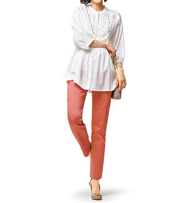 BELLUNA（ベルーナ）の「ヒンヤリ速乾！綿サテンストレッチカラーパンツ（フルレングスパンツ）」｜詳細画像