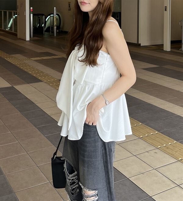 GeeRA（ジーラ）の「オリジナルパットダメージワイドデニム（ワイドパンツ・ガウチョ）」｜詳細画像