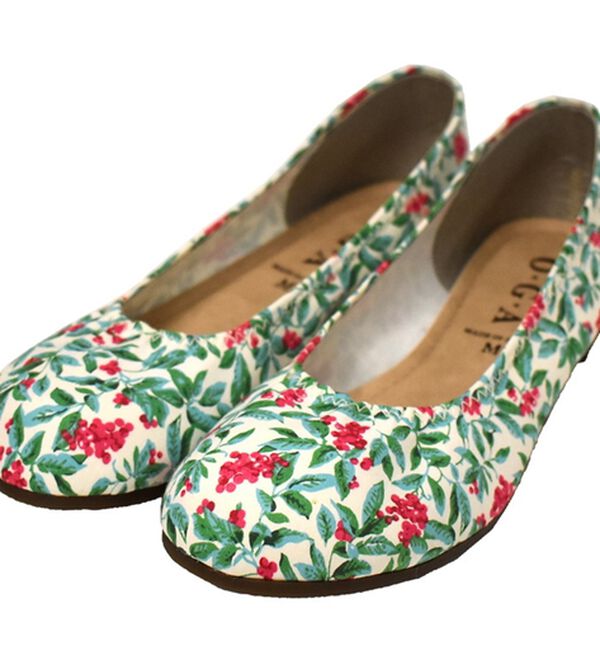 RANAN（ラナン）の「日本製カジュアルシューズ（フラットシューズ）」｜グリーン花柄