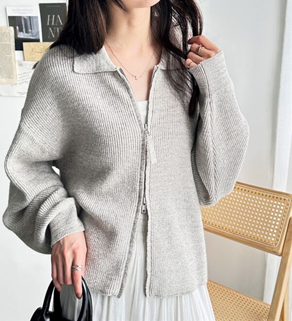 GeeRA（ジーラ）の「ダブルジップニットカーデ（ニットカーディガン）」｜詳細画像