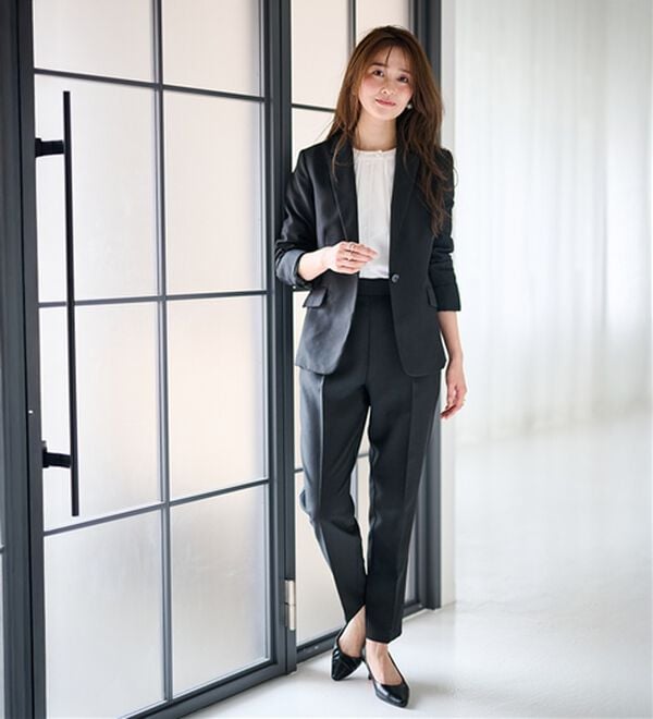 RANAN（ラナン）の「【選べる衿】洗える！春夏ロングシーズン着用可能ベーシック２点ライトスーツ（パンツスーツ）」｜詳細画像