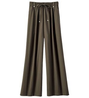 BELLUNA（ベルーナ）の「サラリ快適！ビンテージ調ワイドパンツ（ワイドパンツ・ガウチョ）」｜チャコール