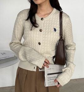 RANAN（ラナン）の「＜Ｕ．Ｓ．Ｐ＞ゴールド調ボタン刺繍ケーブルカーディガン（ニットカーディガン）」