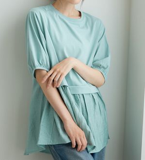 BELLUNA（ベルーナ）の「ギャザー使い異素材切替ふんわりチュニック（チュニック）」｜詳細画像