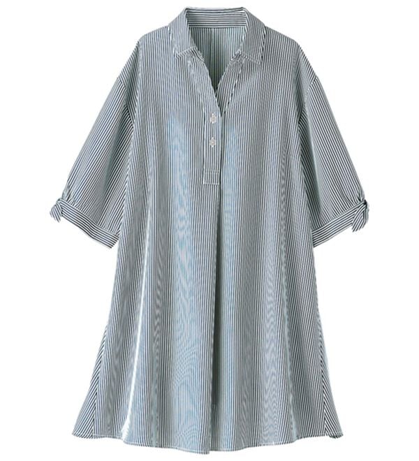 BELLUNA（ベルーナ）の「ヒンヤリ！麻調素材袖リボン使いシャツチュニック（チュニック）」｜詳細画像