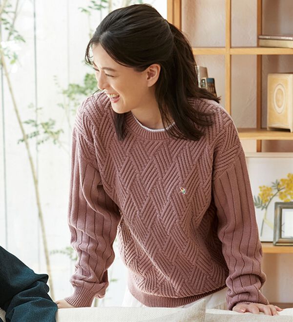 「＜アーノルド　パーマー＞綿１００％立体編レイヤードセーター（メンズニット・セーター）」｜詳細画像