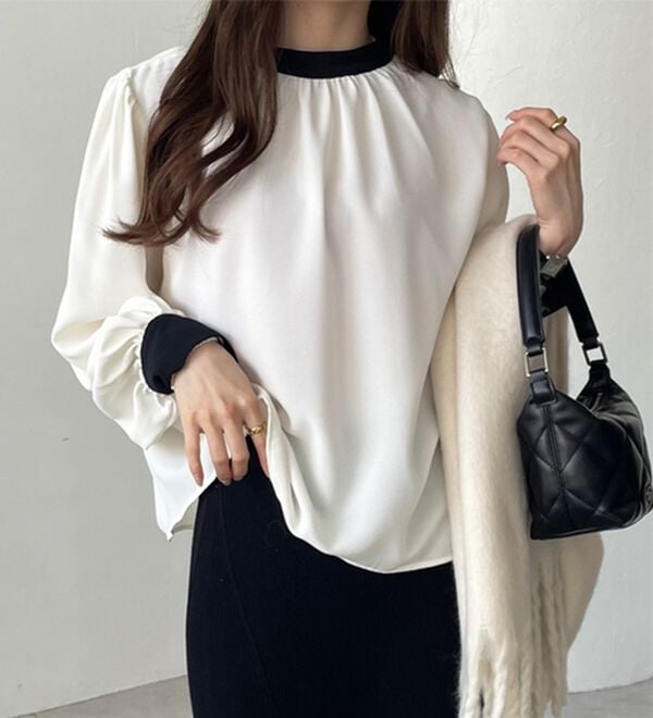 GeeRA（ジーラ）の「前後２ＷＡＹバイカラーブラウス（ブラウス）」｜詳細画像