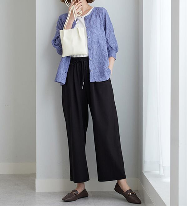 BELLUNA（ベルーナ）の「波柄シアージャカード素材カーディガン（ニットカーディガン）」｜詳細画像