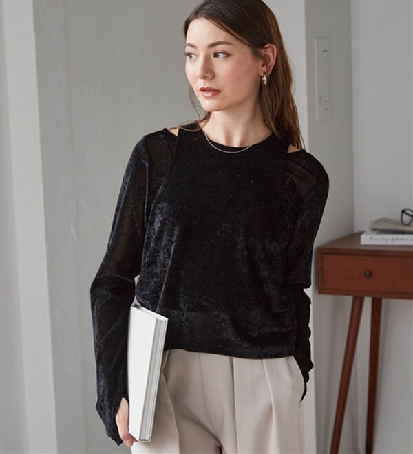 RANAN（ラナン）の「２ＷＡＹレイヤードシアーベロアトップス（カットソー）」｜詳細画像