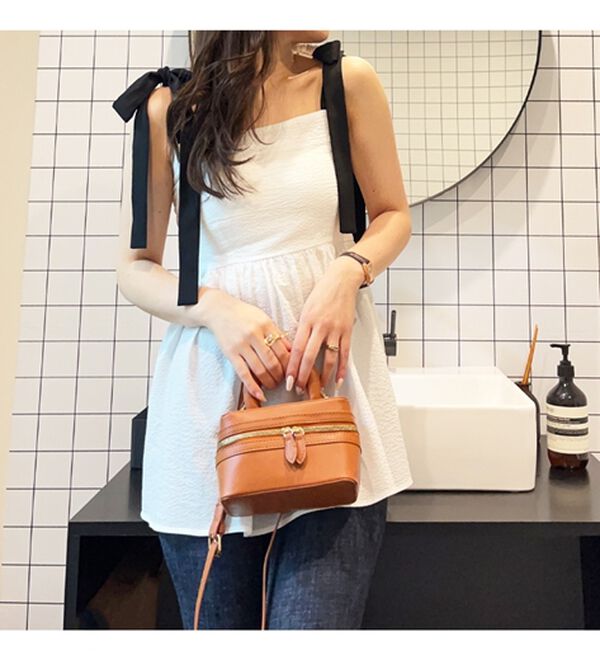 GeeRA（ジーラ）の「バイカラーぽこぽこリボンビスチェ（ブラウス）」｜詳細画像