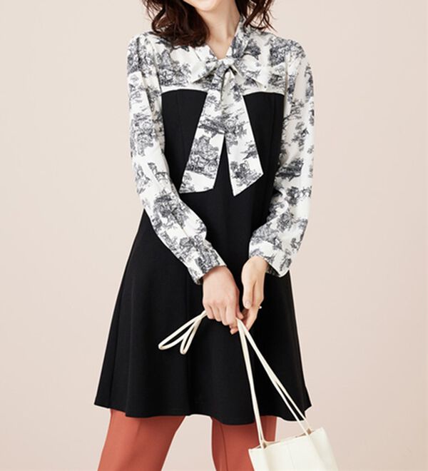 BELLUNA（ベルーナ）の「リボン付ブラウス切替チュニックワンピース（チュニック）」｜詳細画像