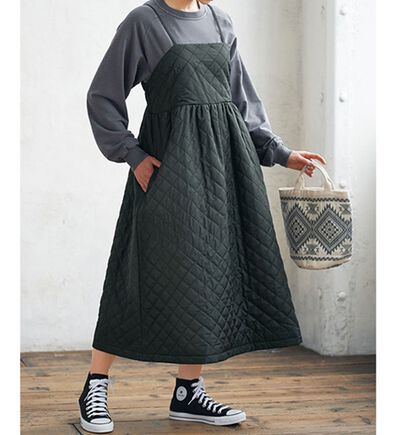 BELLUNA（ベルーナ）の「中わたキルトキャミワンピース（ジャンパースカート）」