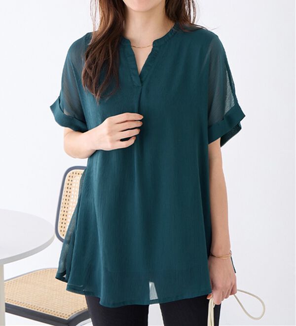 Viola e Viola（ヴィオラ エ ヴィオラ）の「【５つの機能付】すっきり魅せスキッパーＡラインチュニック（チュニック）」｜詳細画像