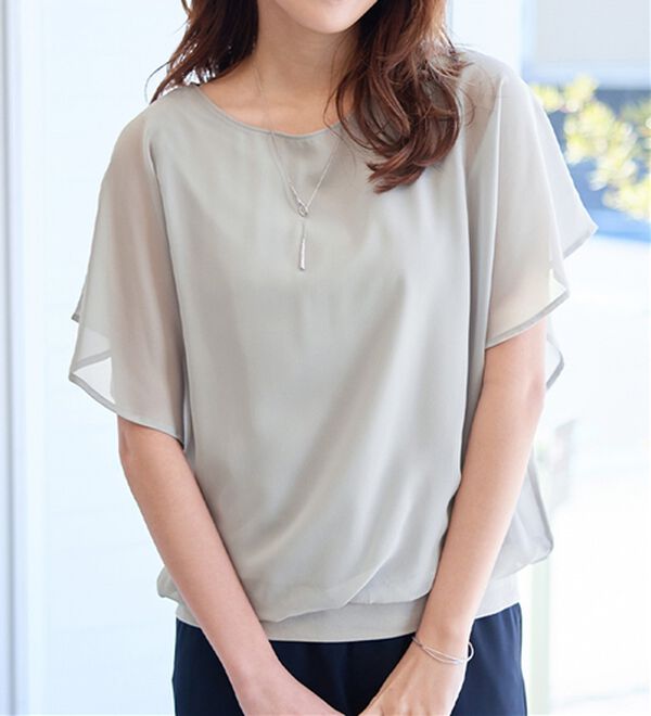 alotta（アロッタ）の「【接触冷感】カットソー裏地付ドルマンブラウス（ブラウス）」｜詳細画像