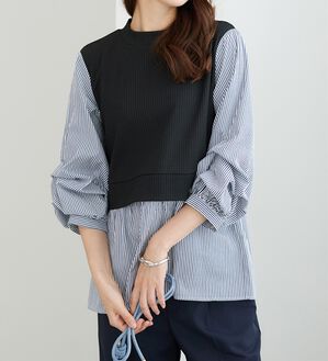 BELLUNA（ベルーナ）の「異素材切替袖タックデザインチュニック（チュニック）」｜詳細画像