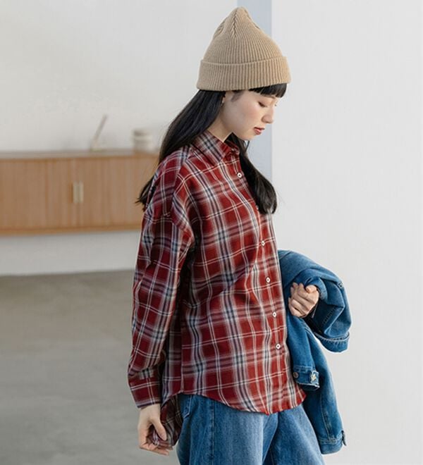 BELLUNA（ベルーナ）の「サラッと軽い！チェック柄シャツ（シャツ）」｜詳細画像