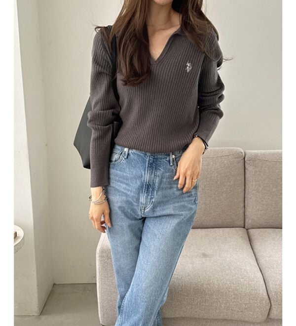 GeeRA（ジーラ）の「【U.S. POLO ASSN.】ポロ衿リブニット（ニット・セーター）」｜詳細画像