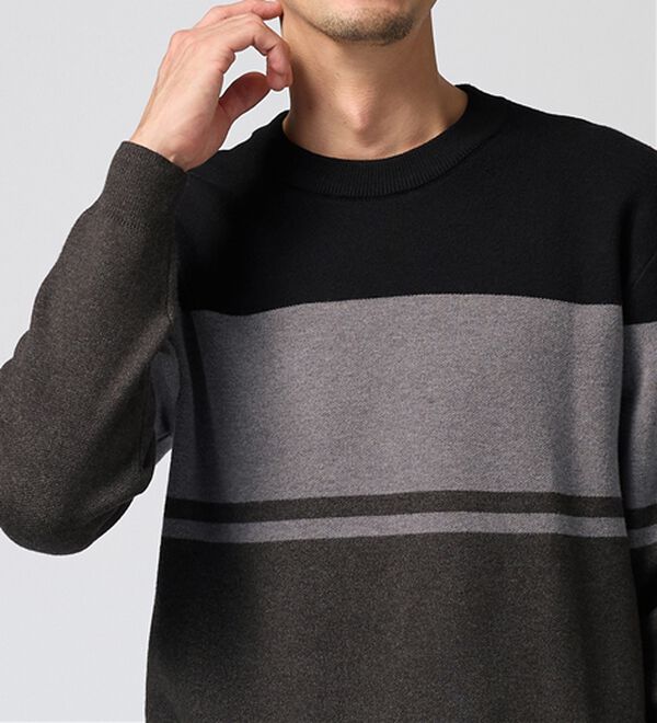 REMEN'S（リメンズ）の「【洗える】やわらかタッチボーダークルーネックセーター（メンズニット・セーター）」｜詳細画像