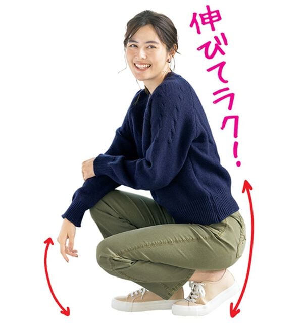 ルフラン（ルフラン）の「配色ステッチ使い柔らかカラーデニムパンツ（フルレングスパンツ）」｜詳細画像