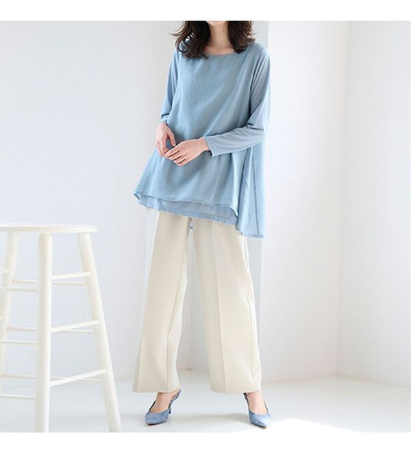 RANAN（ラナン）の「【裏微起毛】異素材切替チュニック（カットソー）」｜詳細画像