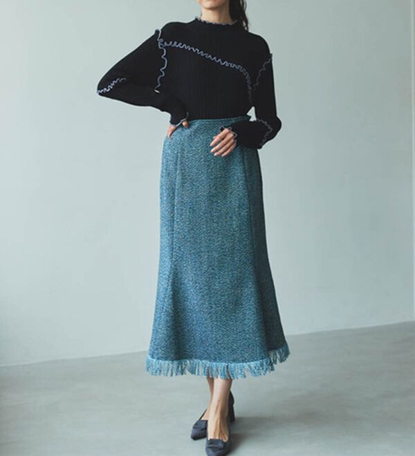 RANAN（ラナン）の「メローステッチ配色リブニット（ニット・セーター）」｜詳細画像