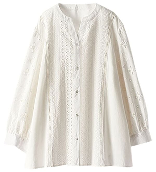 BELLUNA（ベルーナ）の「花柄レース切替デザインブラウス（ブラウス）」｜詳細画像