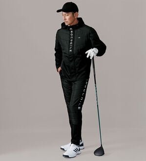 「＜クロコダイル＞アクティブヒート防風ストレッチスーツ（メンズスポーツウェア（トップス））」｜ブラック