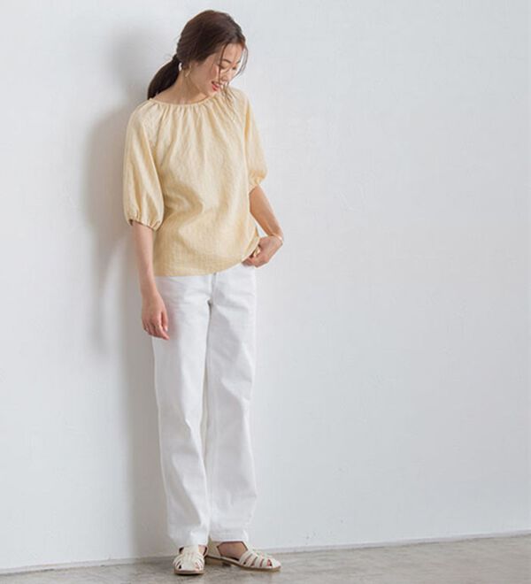 Pierrot（ピエロ）の「ストライプギャザーブラウス（ブラウス）」｜詳細画像