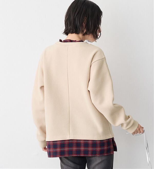 Viola e Viola（ヴィオラ エ ヴィオラ）の「あったか裏起毛異素材切替ニットソートップス（カットソー）」｜詳細画像