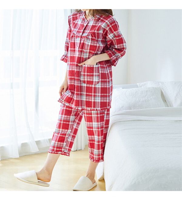 LAVIENNE（ラヴィエンヌ）の「サラッと涼感、綿１００％サッカーパジャマ（パジャマ・ルームウェア）」｜詳細画像