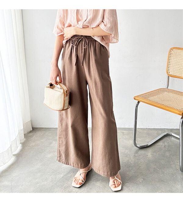 GeeRA（ジーラ）の「麻入りリラックスワイドパンツ（ワイドパンツ・ガウチョ）」｜詳細画像